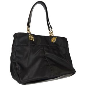 Tommy Hilfiger Black & Gold Signature Tote Chain Double Strap Shoulder Bag Logo